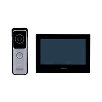 Esta es la imagen de kit de videoportero/ dahua/ ktw02/ ip wifi/ monitor de 7 wifi/ 6 and 1 e and s de alarma/ soporta poe/ frente de calle con camara de 2 mp/ ranura msd/ apertura de puerta/ soporta hasta 3000 tarjetas/ ip65